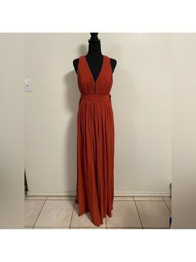 Free People Dress Women’s Size XS Terracotta  Bariano Maxi Chiffon Goddess Dress